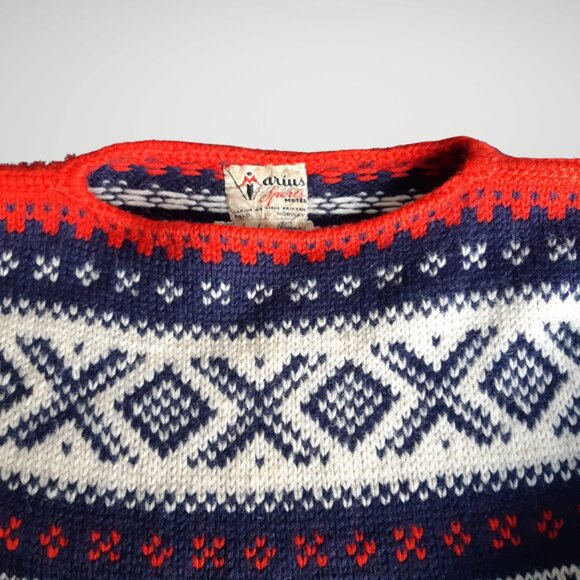 Marius Sports Handmade Norwegian Fair Isle Vintage Wool Pullover - Picture 4 of 15